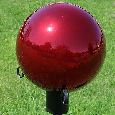 Sunnydaze Mirrored Glass Gazing Globe - 10 in - Red