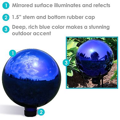 Sunnydaze Blue Mirrored Surface Gazing Globe - 10 in