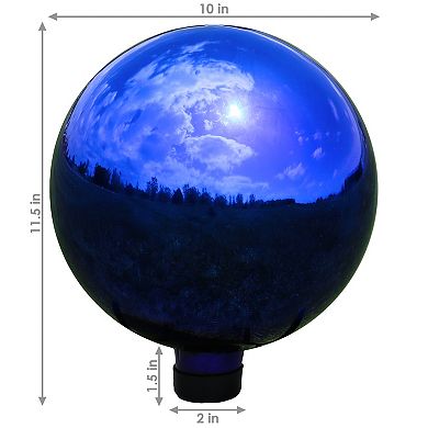 Sunnydaze Blue Mirrored Surface Gazing Globe - 10 in