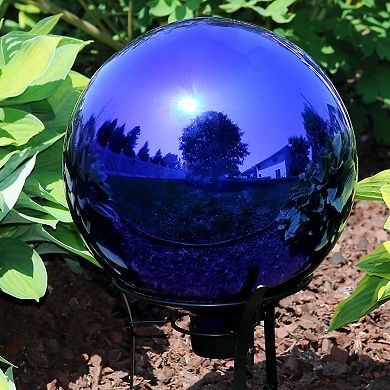 Sunnydaze Blue Mirrored Surface Gazing Globe - 10 in