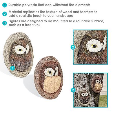 Sunnydaze Winifred And Wesley The Owls Resin Tree Hugger Decorations - 9 In