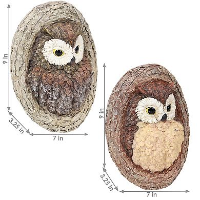 Sunnydaze Winifred And Wesley The Owls Resin Tree Hugger Decorations - 9 In
