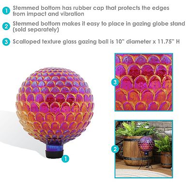 Sunnydaze Red Scalloped Outdoor Gazing Globe - 10 in