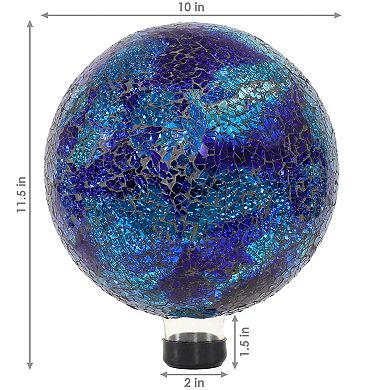 Sunnydaze Deep Ocean Swirl Crackled Glass Gazing Globe - 10 in