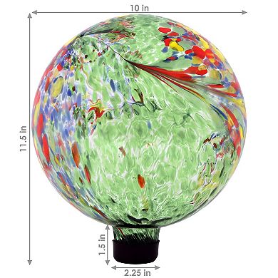 Sunnydaze Green Artistic Glass Gazing Globe - 10 in - Set of 2