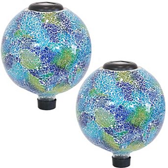 Sunnydaze Mosaic Glass Gazing Ball with Solar Light - 10 in