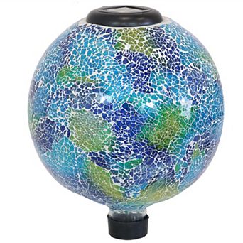 Sunnydaze Mosaic Glass Gazing Ball with Solar Light - 10 in