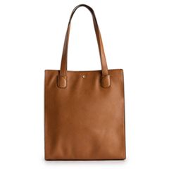 LC Lauren Conrad Tote Bag Womens Medium Brown Faux Leather Presley