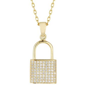 Sunkissed Sterling Cubic Zirconia Padlock Pendant Necklace