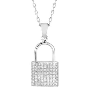 Sunkissed Sterling Cubic Zirconia Padlock Pendant Necklace