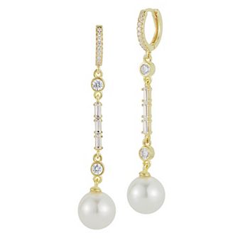 Sunkissed Sterling Freshwater Cultured Pearl & Cubic Zirconia Drop Earrings