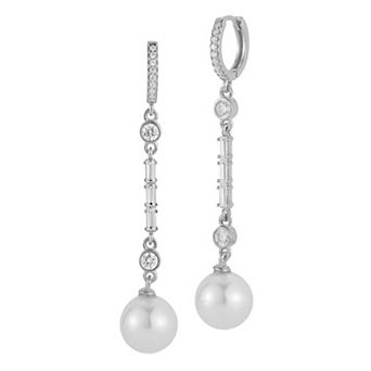 Sunkissed Sterling Freshwater Cultured Pearl & Cubic Zirconia Drop Earrings
