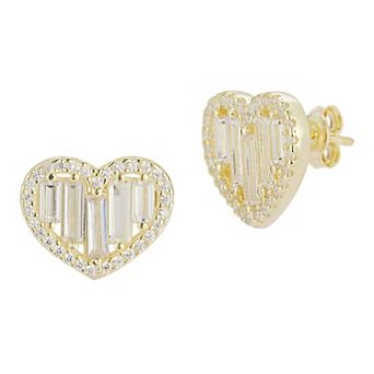 Sunkissed Sterling Cubic Zirconia Heart Stud Earrings