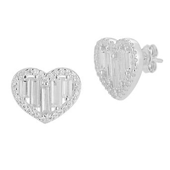 Sunkissed Sterling Cubic Zirconia Heart Stud Earrings