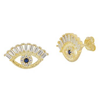 Sunkissed Sterling Cubic Zirconia Evil Eye Stud Earrings