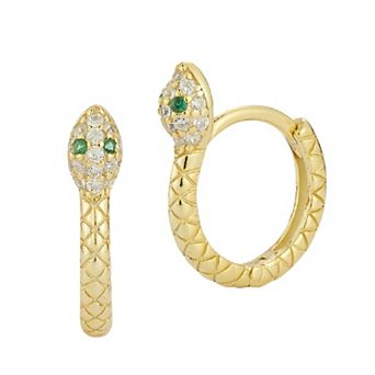 Sunkissed Sterling Cubic Zirconia Snake Huggie Hoop Earrings