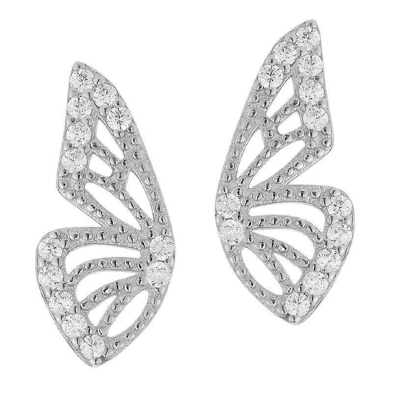 Sunkissed Sterling Cubic Zirconia Butterfly Wing Stud Earrings, Womens, Si