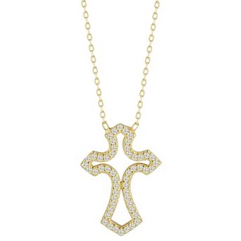 Sunkissed Sterling Cubic Zirconia Open Cross Pendant Necklace