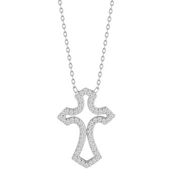 Sunkissed Sterling Cubic Zirconia Open Cross Pendant Necklace