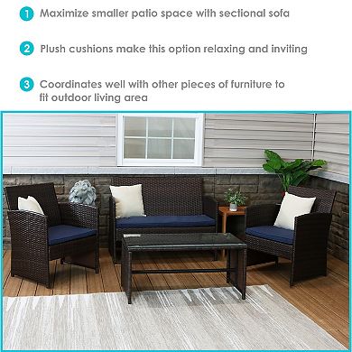 Sunnydaze Ardfield Rattan 4-Piece Patio Furniture Set