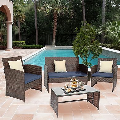 Sunnydaze Ardfield Rattan 4-Piece Patio Furniture Set