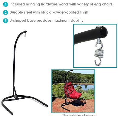 Sunnydaze U-Base Powder-Coated Steel Hanging Chair Stand - Black - 76 in