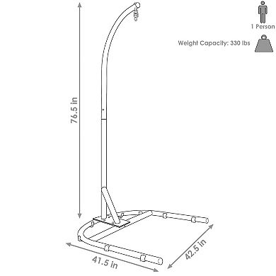 Sunnydaze U-Base Powder-Coated Steel Hanging Chair Stand - Black - 76 in