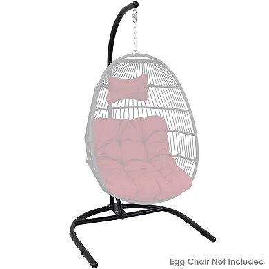 Sunnydaze U-Base Powder-Coated Steel Hanging Chair Stand - Black - 76 in