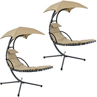 Sunnydaze Floating Lounge with Umbrella/Cushion and Stand