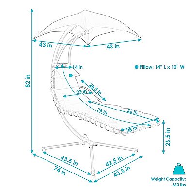 Sunnydaze Floating Lounge Chair with Umbrella and Stand - Beige - Set of 2