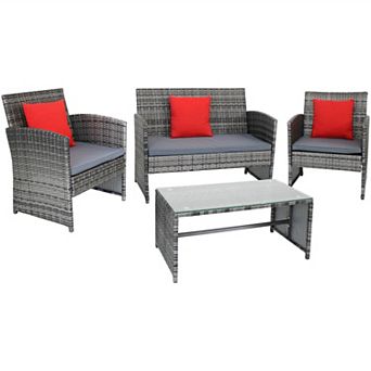 Sunnydaze Ardfield Rattan 4 pc Patio Furniture Set