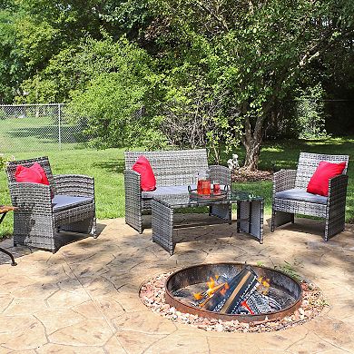 Sunnydaze Ardfield Rattan 4-Piece Patio Furniture Set