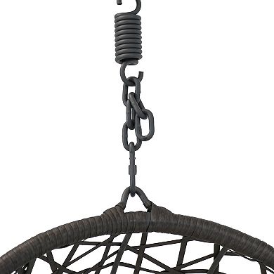 Sunnydaze Black Resin Wicker Hanging Egg Chair with Cushions