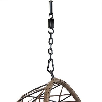 Sunnydaze Resin Wicker Basket Hanging Egg Chair With Cushions - Beige