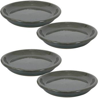 Sunnydaze 7 in Glazed Ceramic Flower Pot/Plant Saucer - Set of 4