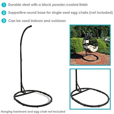 Sunnydaze Rounded Base Powder-Coated Steel Egg Chair Stand - 76 in