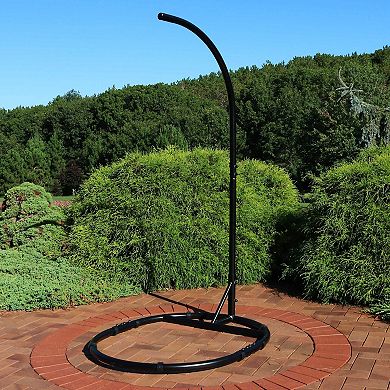 Sunnydaze Rounded Base Powder-Coated Steel Egg Chair Stand - 76 in