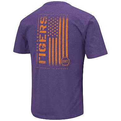 Men's Colosseum Purple Clemson Tigers OHT Military Appreciation Flag 2.0 T-Shirt
