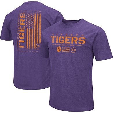 Men's Colosseum Purple Clemson Tigers OHT Military Appreciation Flag 2.0 T-Shirt