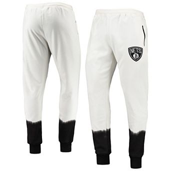 Men's Oatmeal Brooklyn Nets Double Dribble Tie-Dye Fleece Jogger Pants