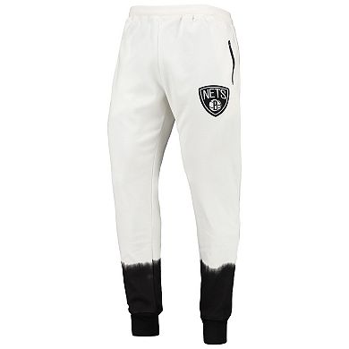Men's Oatmeal Brooklyn Nets Double Dribble Tie-Dye Fleece Jogger Pants