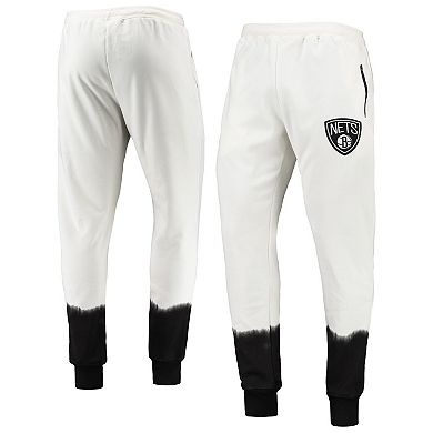 Men's Oatmeal Brooklyn Nets Double Dribble Tie-Dye Fleece Jogger Pants