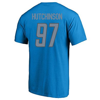 Men's Fanatics Branded Aidan Hutchinson Blue Detroit Lions Big & Tall Player Name & Number T-Shirt