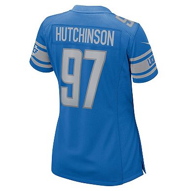 Women's Nike Aidan Hutchinson Blue Detroit Lions 2022 NFL Draft First Round Pick Game Jersey