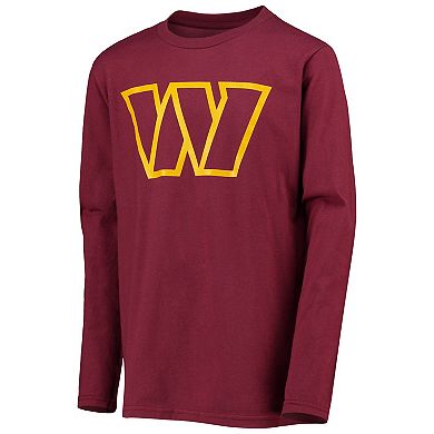 Youth Burgundy Washington Commanders Primary Team Logo Long Sleeve T-Shirt