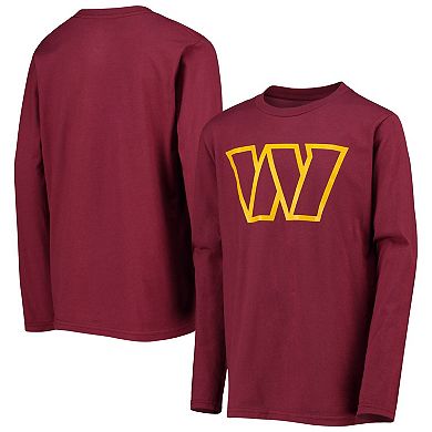Youth Burgundy Washington Commanders Primary Team Logo Long Sleeve T-Shirt