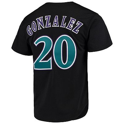 Men s Mitchell Ness Luis Gonzalez Black Arizona Diamondbacks Cooperstown Collection Mesh Batting Practice Button Up