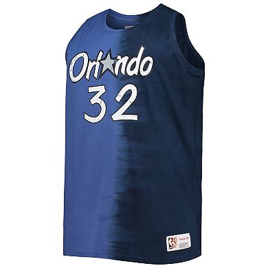 Men's Mitchell & Ness Shaquille O'Neal Blue/Navy Orlando Magic Big & Tall Profile Tie-Dye Player Tank Top