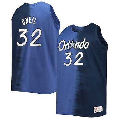Men's Mitchell & Ness Shaquille O'Neal Blue/Navy Orlando Magic Big & Tall Profile Tie-Dye Player Tank Top