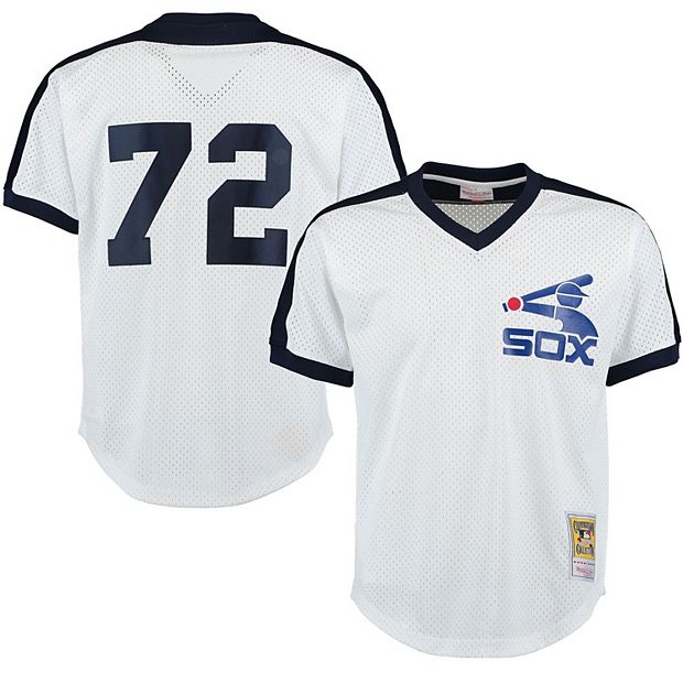 Men's Mitchell & Ness Carlton Fisk White Chicago White Sox Cooperstown Mesh  Batting Practice Jersey